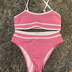 Women’s Shein Pink & White Bikini